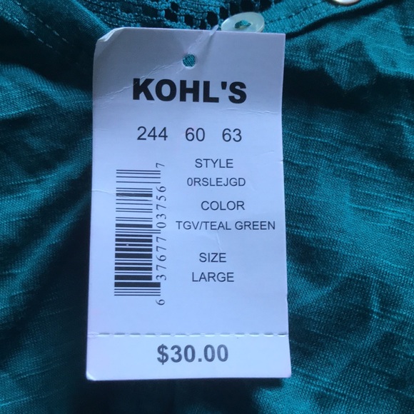 Neon Soul women’s thin button up lace back Teal green shirt Size Large.Brand New - Picture 4 of 8